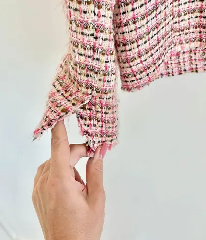 Walter Baker Walter Pink Plaid Tweed Cropped Blazer