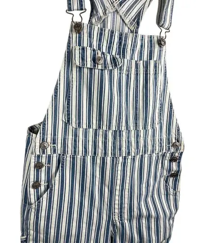 American Eagle  High Waisted Tomboy Shortall Bibs Blue & White Stripes Size Small