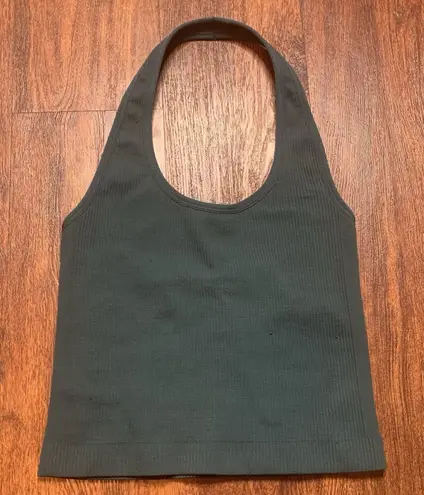 Vuori Simplicity Halter Top Beryl Ribbed Blue/Green Sleeveless Shirt Sz XS