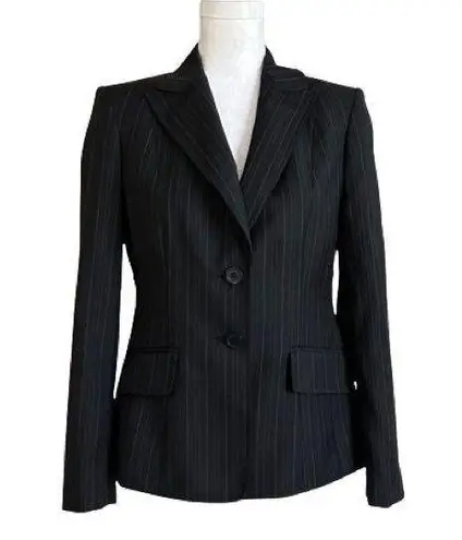 Anne Klein  Suit Black Pinstripe 2 Button Closure Career Blazer Jacket Size 4P