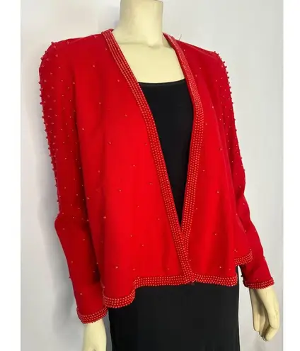 Vintage Ronet Red formal beaded open front swing short coat size 4