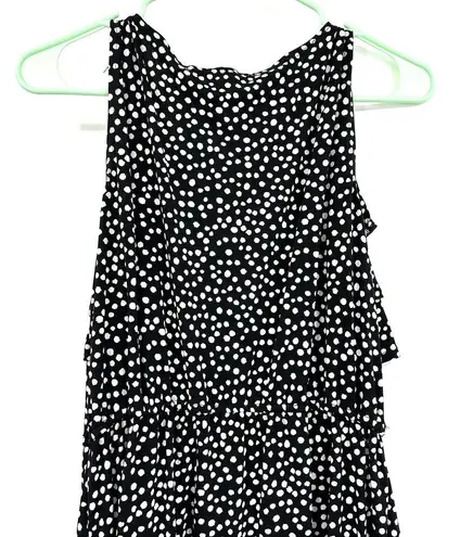 Danny & Nicole  size small black with‎ white polka dots sleeveless tiered dress