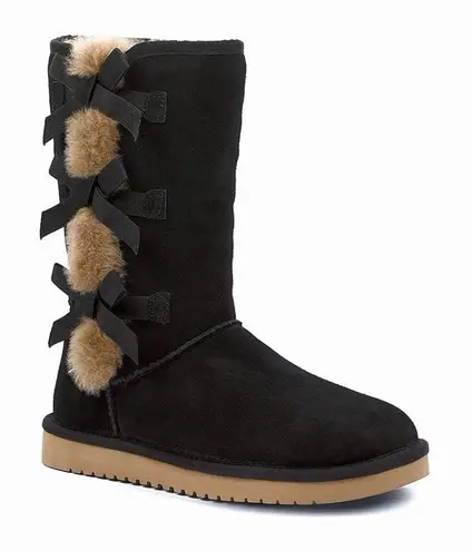 Koolaburra by UGG Victoria Tall Black Suede Bow Winter Boots Size 6