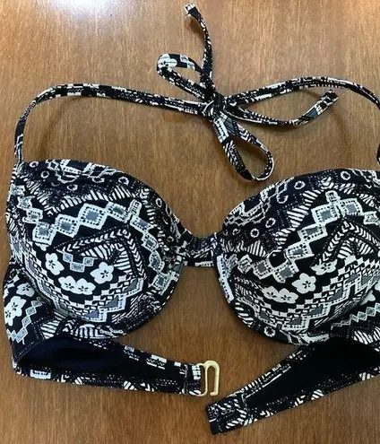 Arizona Jeans Push-up underwire bikini top, black and white print, size Small