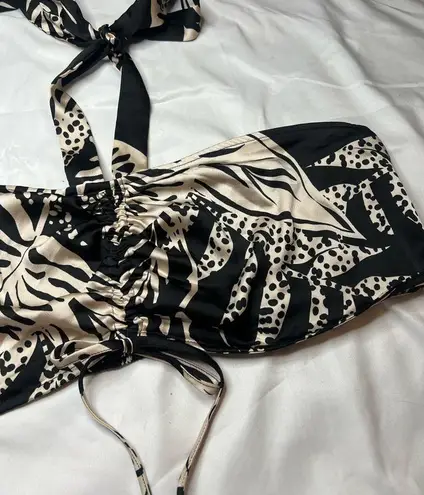 Future Collective by Alani Noelle Black and Tan floral Bandeau Crop Top Size XXL