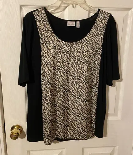 kim rogers Black and White Boxy Short Sleeve Blouse