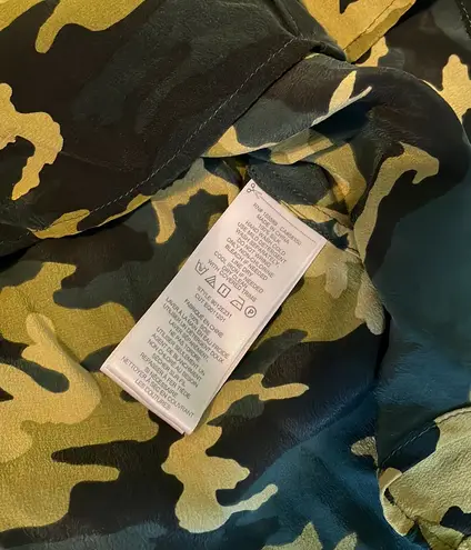 Equipment Scarab Camo Green Multi Slim Signature Silk Shirt