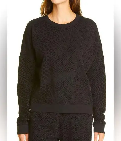 Rails Marlo Zipper Sided Pullover Sweatshirt in Black Flocked Cobra XS - Image 1