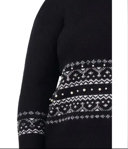 CeCe Fair Isle Jersey Knit Crew Neck Dropped Long Sleeve Pullover Sweater