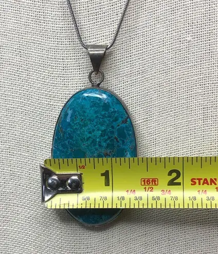 VINTAGE Turquoise and Pendant on New Sterling Silver Snake Chain