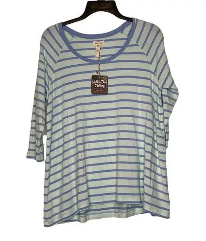 Matilda Jane Womens 3/4 Sleeve Top Size Small T-Shirt Teal Blue Striped