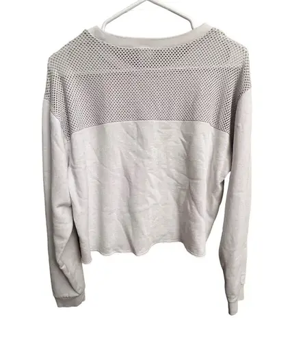 VS PINK White Crop Top Logo Lounge Sweater Small Mesh Back Womens Teens