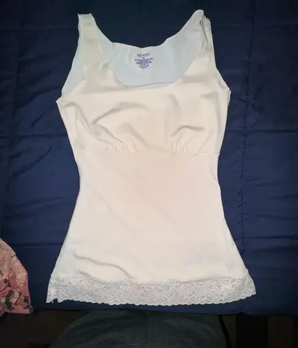 Spanx  Beige Shaping Tank Pullover Top Scoop neck M Lace Bottom EUC