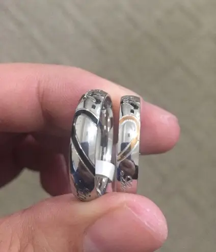 2pcs Heart Promise Wedding Couple Rings