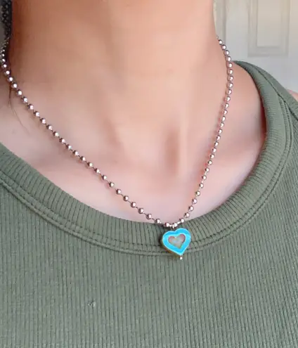 Handmade quality Czech glass bead fairy y2k cyber vintage retro style ball chain necklace💙🩵💙