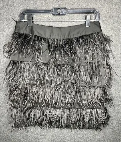 J. McLaughlin  Melina Skirt in Black Feather Fringe Short Size 4 Women’s