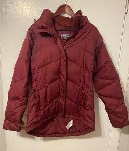 Patagonia  Womens Red Thick Down Heavy Puffer Quilted Jacket Size XL Flaw