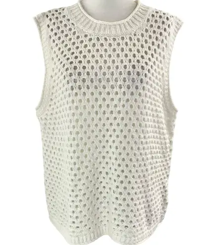 New Madewell Open Stitch Crop Sweater Vest Style NL192 Bright Ivory Size XXL White