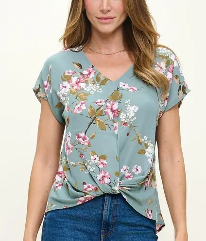 Stitch Fix West K Knot Front Short Sleeve Blouse Small