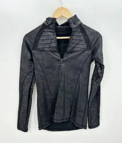 HPE Black Metallic Bronze 1/4 Zip Moto Jacket Pullover Textured Women Small