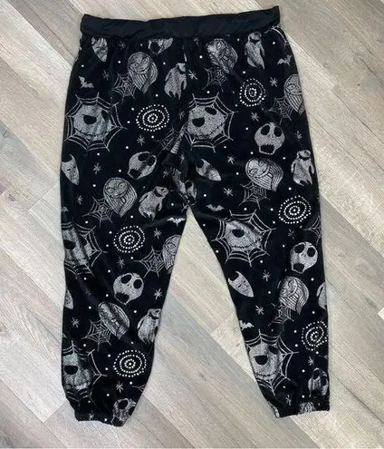 Disney  Nightmare Before Christmas Velour Foil Sleep Joggers Black Silver XL