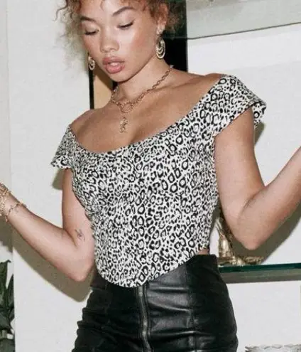 Vanessa Mooney The Heather Top Leopard Bustier Crop Top Women’s Small