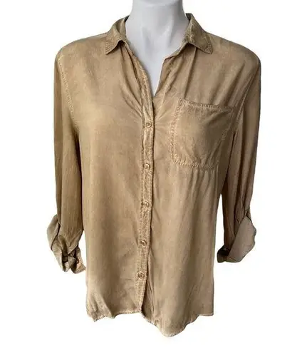 Velvet Heart NWT,  Tan Washed Out Button Up Long Sleeve Shirt