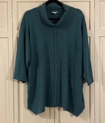 J. Jill Pure Jill teal shark bite cowl neck tunic sweater xs Blue