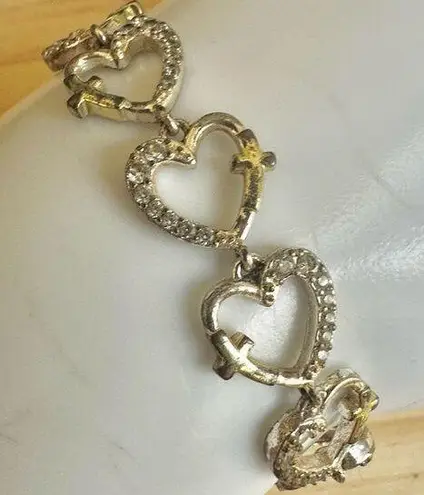 Rhinestone Heart cross Link Bracelet