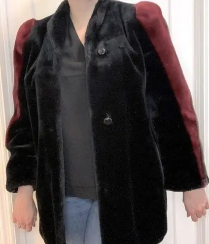 Borg vintage faux fur sleeve jacket Black Size L