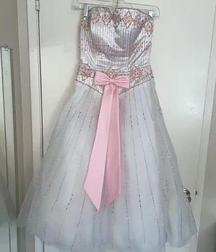 Anna Scott Fluffy Satin Tulle Beaded Prom Dress Pink Size 4