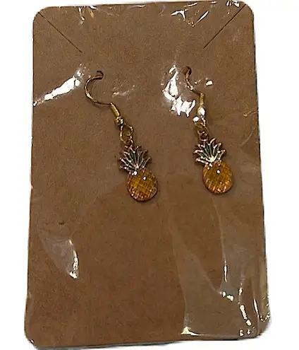 Pineapple Enamel Dangle Earrings Yellow