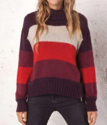 Wooden Ships  Sweater Colorblock Cowl Neck Zipper Hem Wool blend Red Size X/S