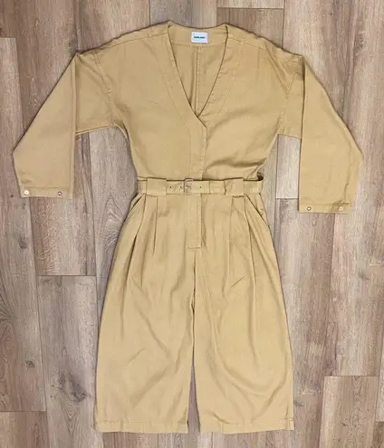 Rachel Comey PRISTINE!! ππ GILL COTTON SNAP FRONT UTILITY JUMPSUIT TAN SZ 0