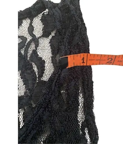 Voice Cropped Semi Sheer Lace Tank Top Wide Strap Floral Sexy Rave Party White Size L