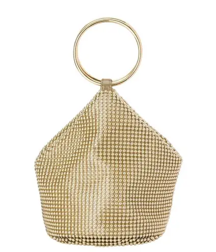 olga berg Bianca Ball Mesh Handle Bag in Gold One Size Womens Clutch evening