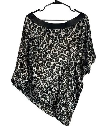 Fashion Magazine Tan & Black Leopard Animal Print One Arm Blouse Women Sz L