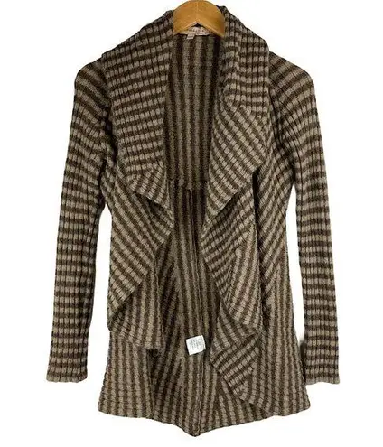 Lineamaglia Wool Alpaca Stripe Cardigan Sweater Brown