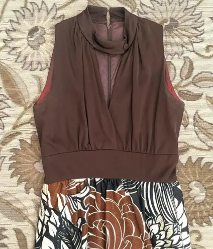 60’s 70’ Vintage Dress Boho Floral w/Shorts S Small M Medium Brown