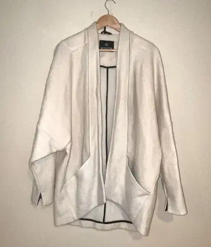 Beautiful Cocoon Cardigan Sweater Cream Black Contrast Stitching Berenik L Size L