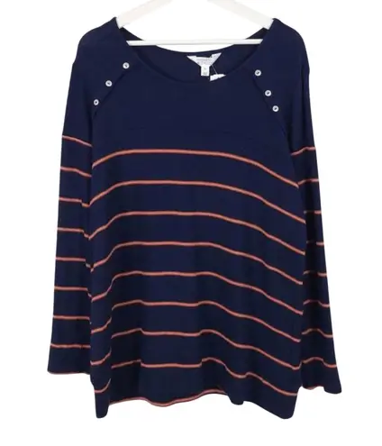 Market & Spruce Gloria Button Detail Brushed Knit Top, Size 1X