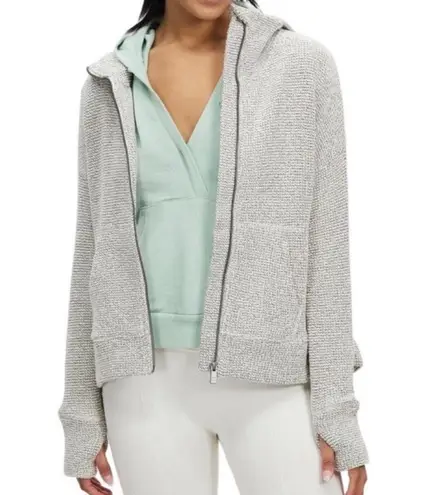 Sweaty Betty  Restful Boucle Zip Through Sweater Jacket Gray