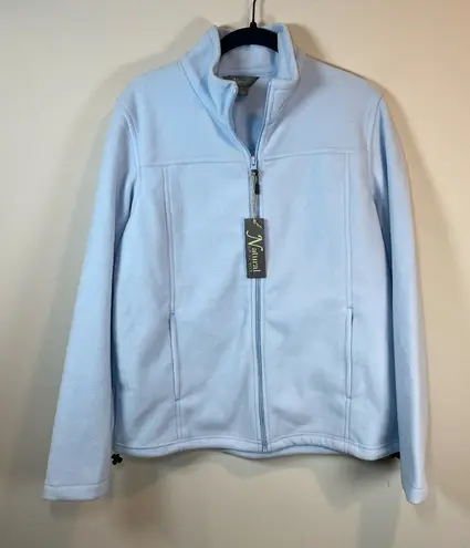 Natural Reflections Women's Full Zip Fleece Jacket Light Blue Zip Pockets Medium