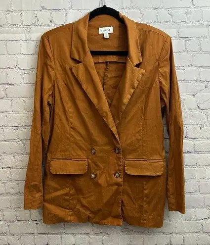 Evereve Alexa Double Breasted Linen Blend Blazer Burnt Orange Size Small