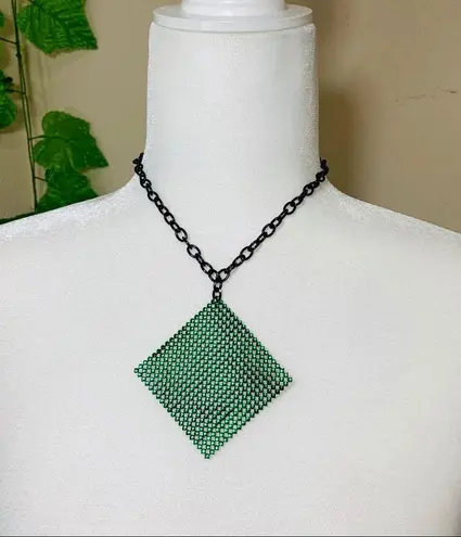 Rave Green Square E girl Punk Necklace New