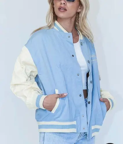 Princess Polly  Riley Oversized Bomber Jacket in Blue