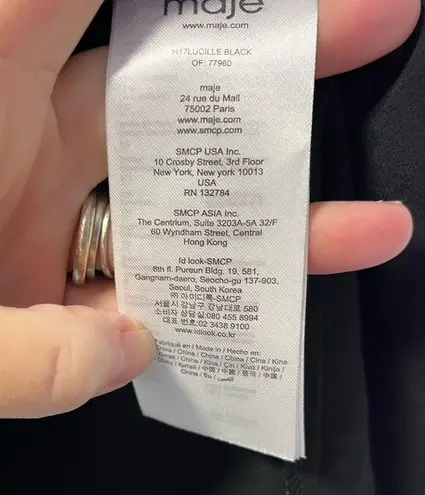 Maje Black Lucille blouse with lace ruffled sleeves 2