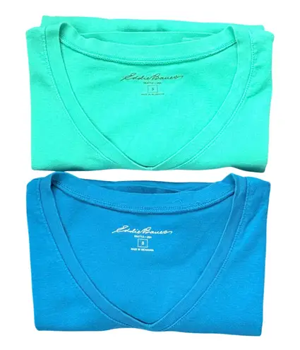 Eddie Bauer  V-Neck T-Shirt Soft Everyday Casual‎ Top Bundle Teal Turquise