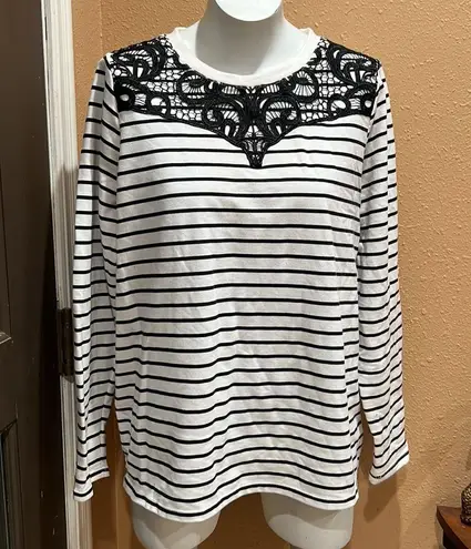 Lane Bryant  striped embroidered sweatshirt