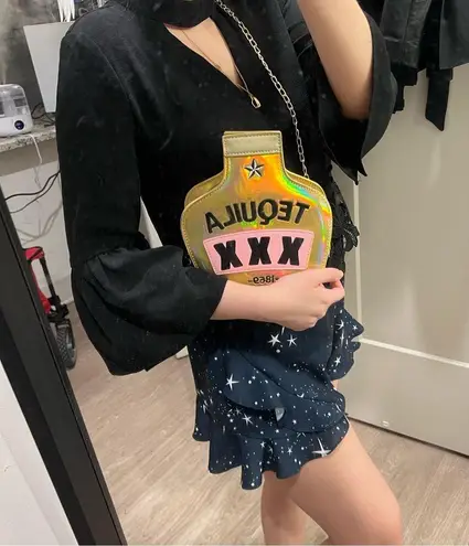 Boutique tequilla holographic crossbody bag gold